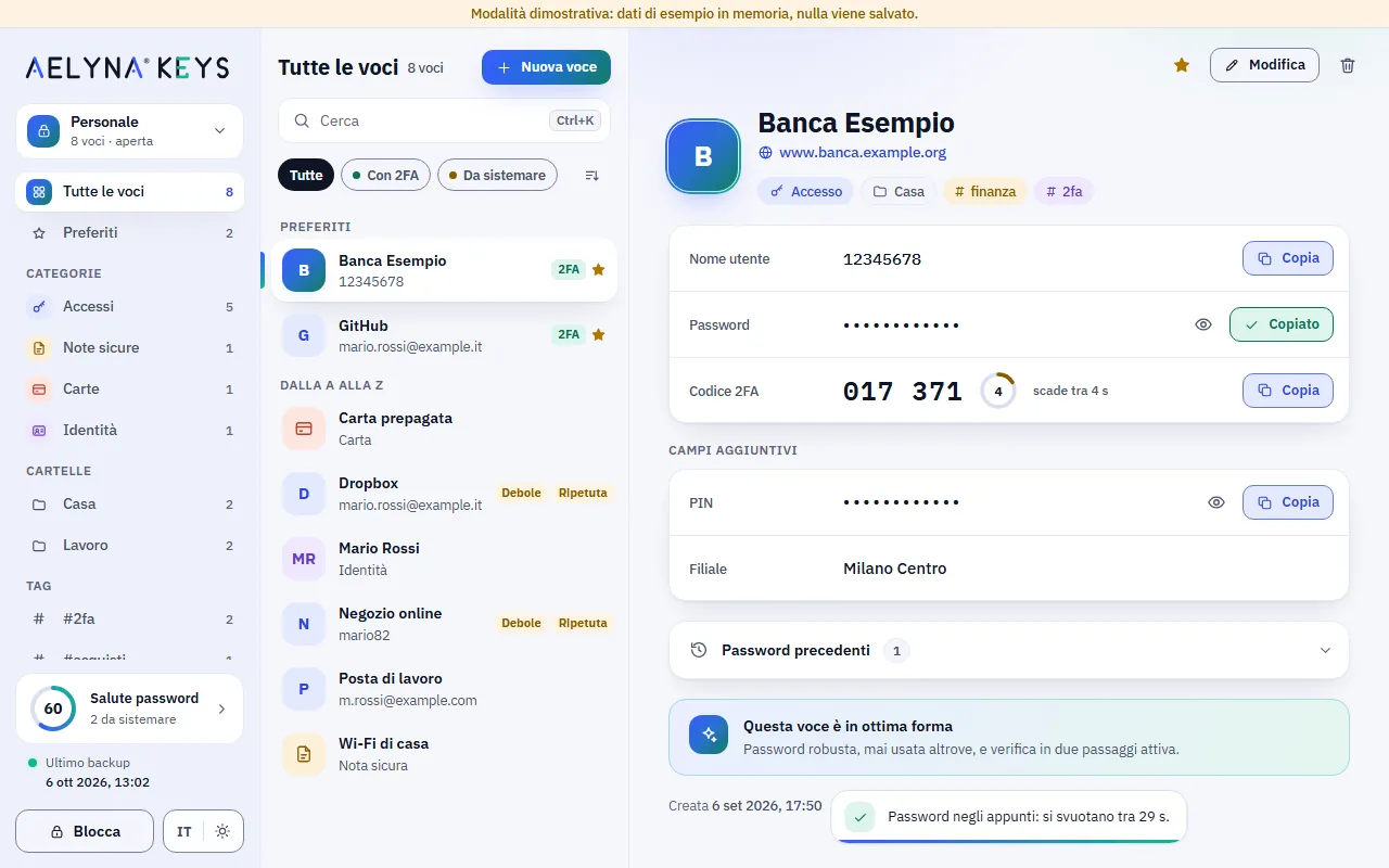 The open vault in the light theme.