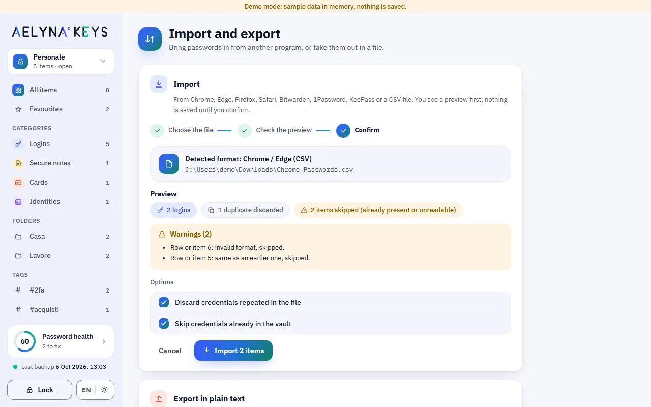 Import preview