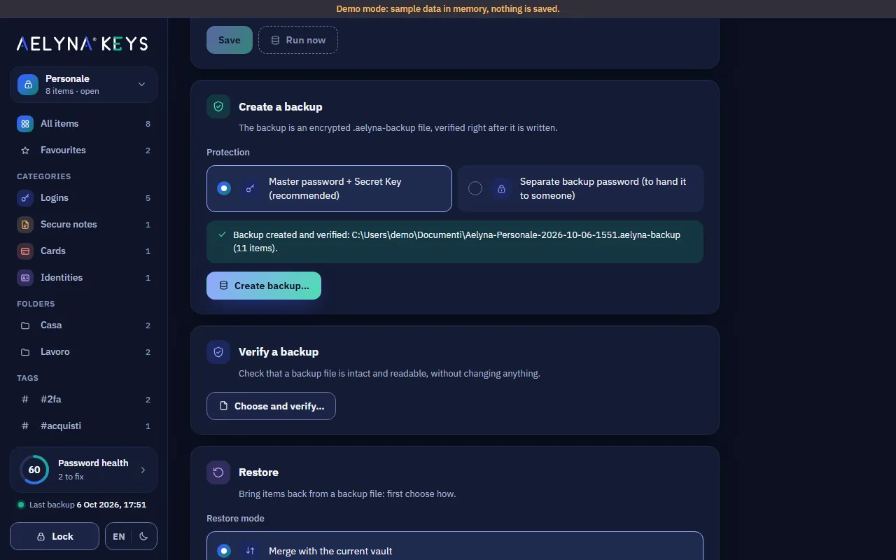 Backup created and verified