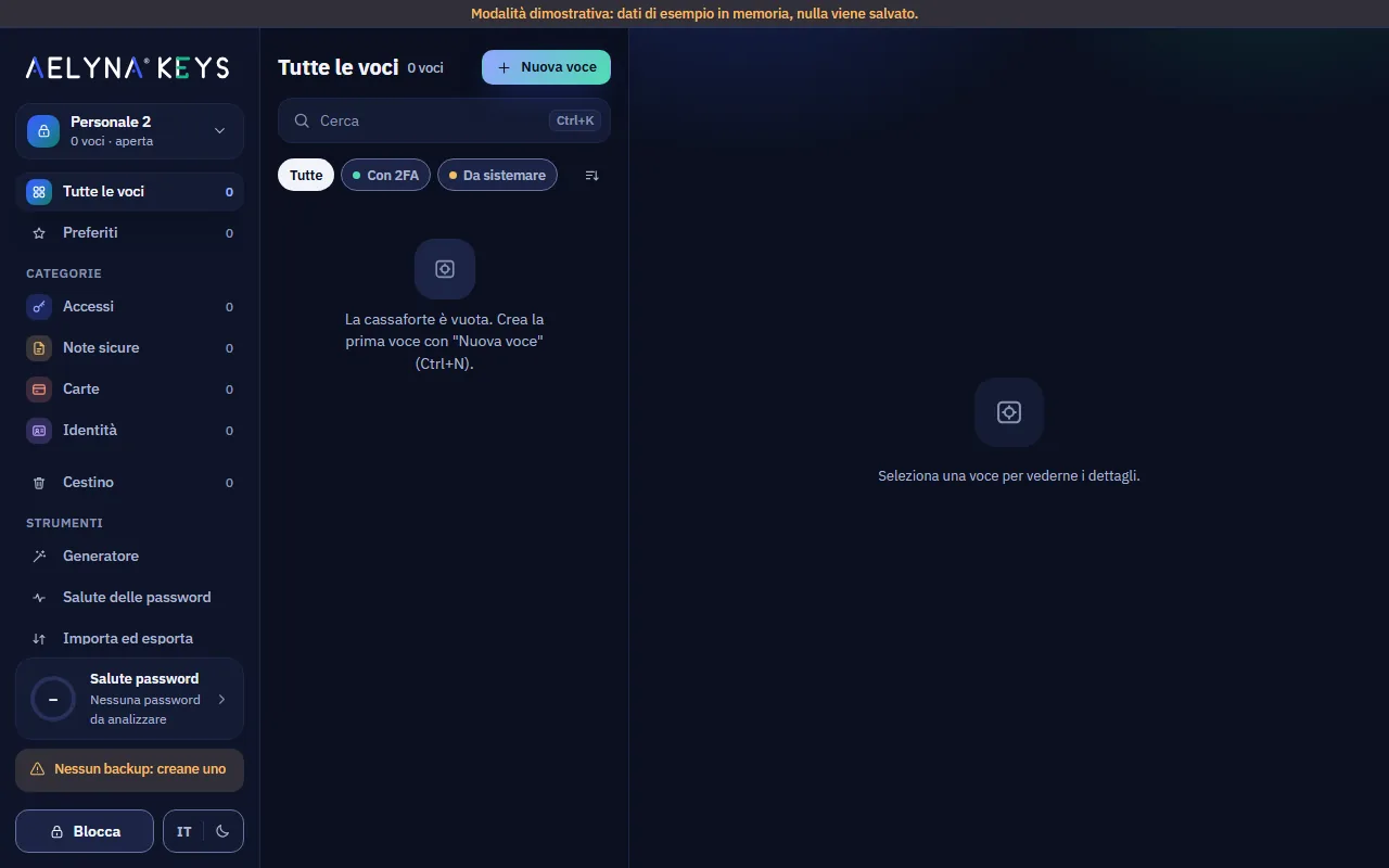 A newly created vault
